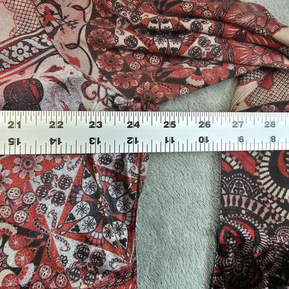 One World Boho Paisley Print‎ Tunic Top Women's 1X Crochet Lace Detail Red Black - Picture 5 of 10